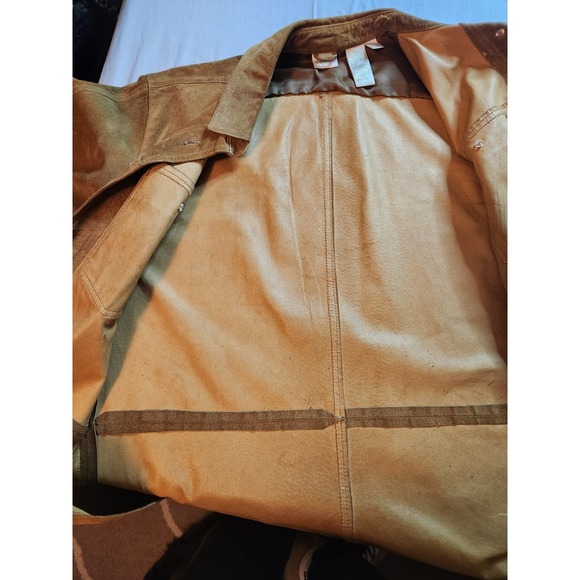 Apart Suede Trucker Jacket Brown Button Up Shirt Womens Size M Pig Leather - Picture 5 of 11